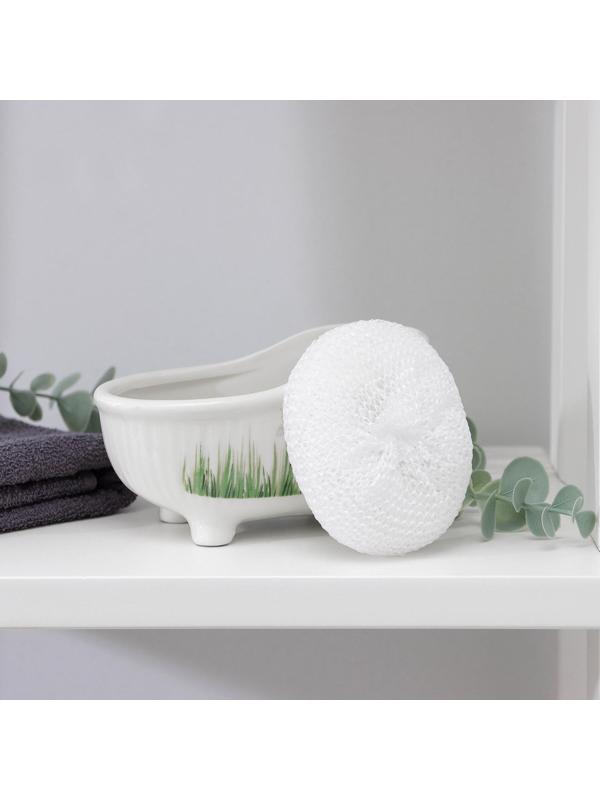 Подставка с губкой Доляна «Травка», 250 мл, ванна