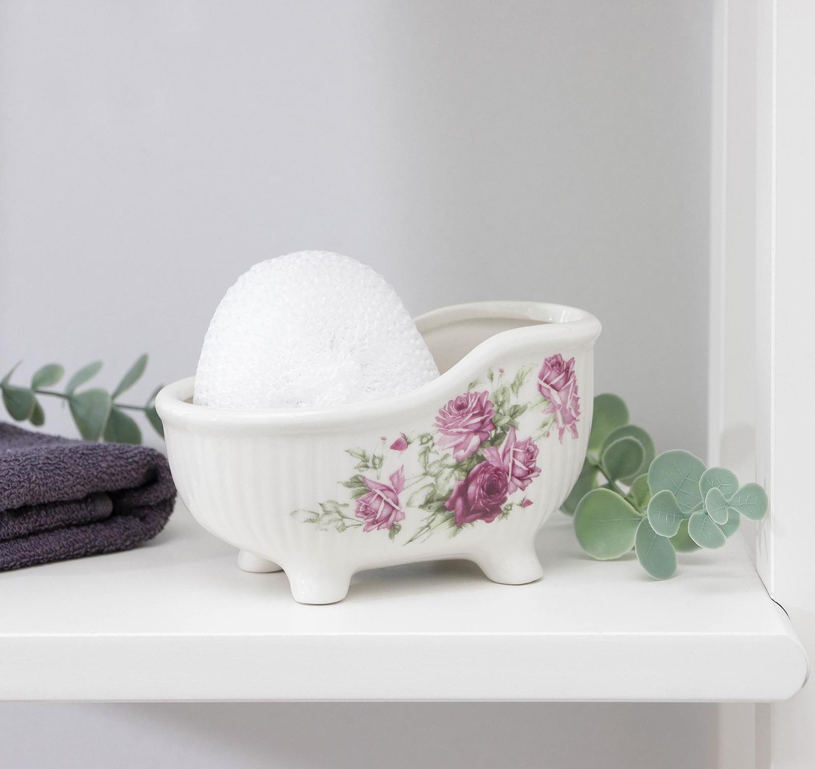 Подставка с губкой Доляна «Розетта», 250 мл, ванна