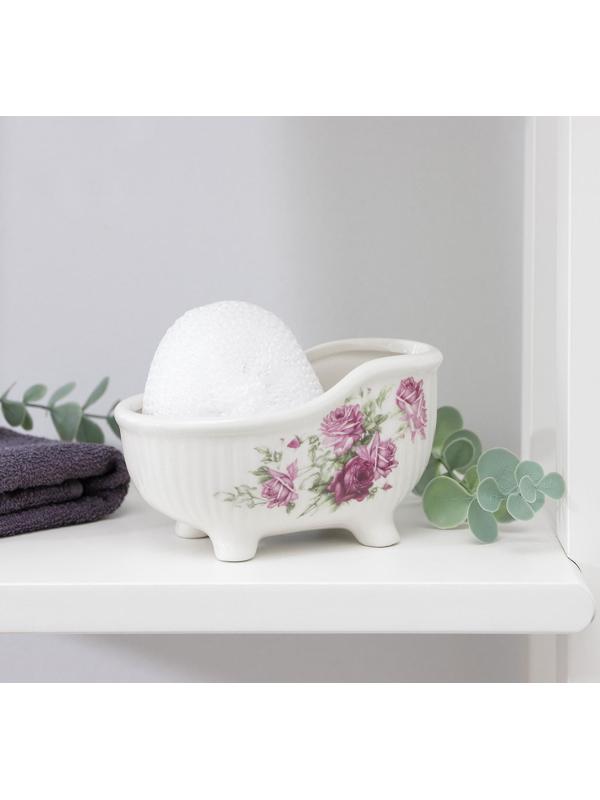 Подставка с губкой Доляна «Розетта», 250 мл, ванна