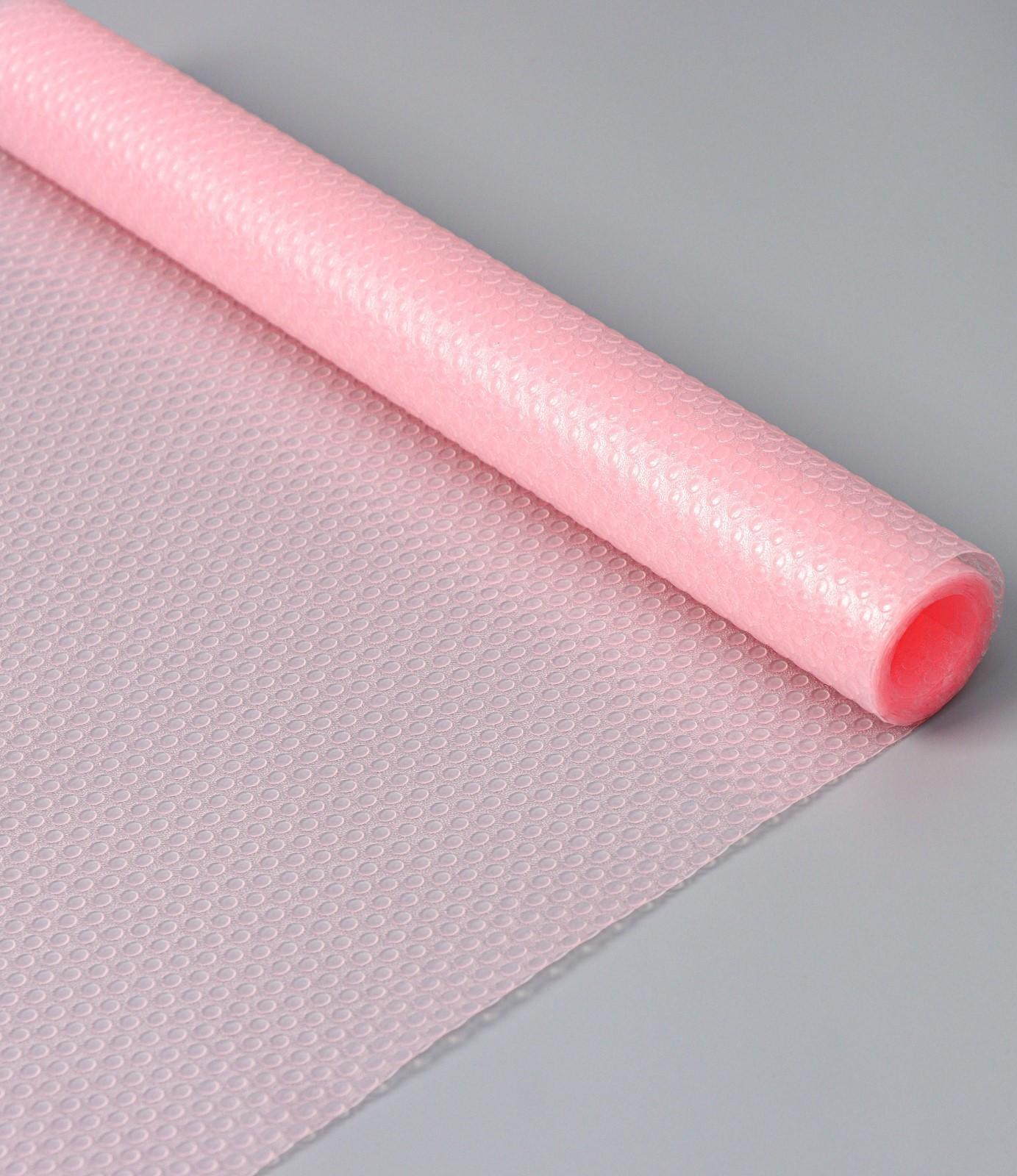 Коврик противоскользящий Доляна «Круги», 30×150 см, цвет розовый, прозрачный