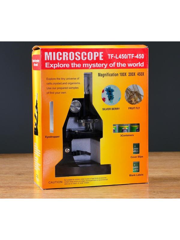 Микроскоп, кратность увеличения 450х, 200х, 100х