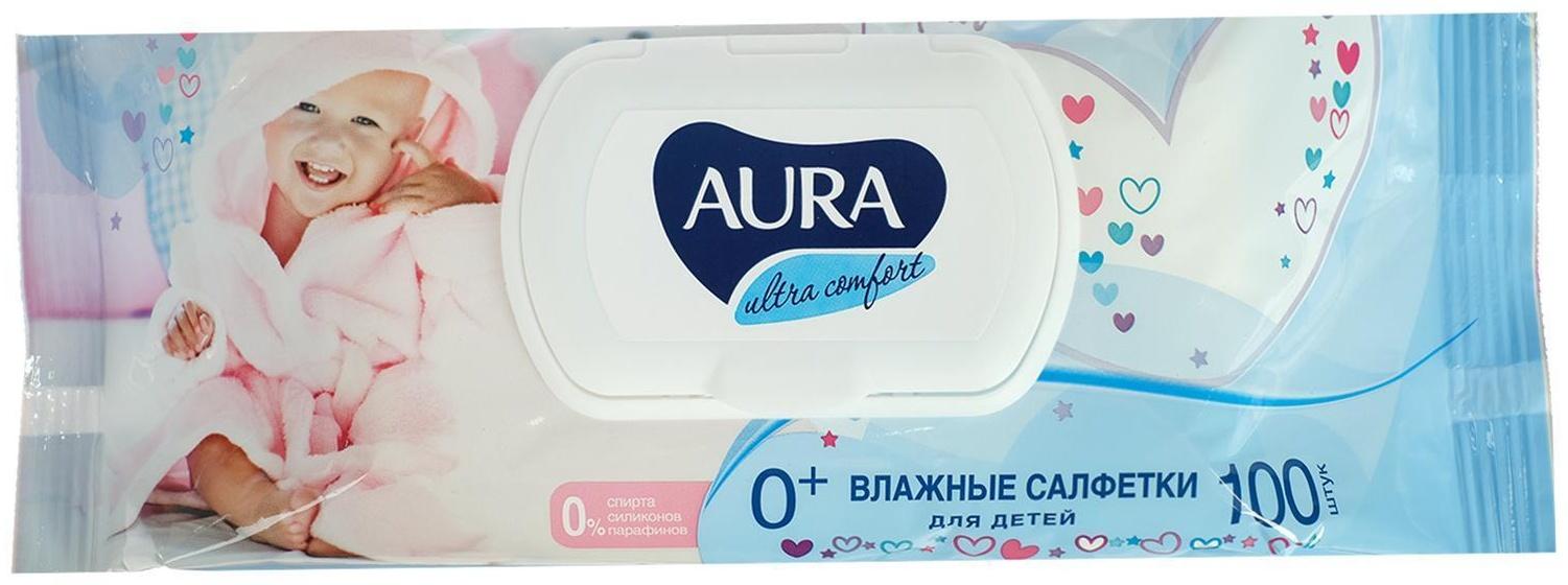 Влажные салфетки Aura Ultra Comfort, детские, гипоаллергенные, 100 шт.