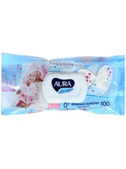 Влажные салфетки Aura Ultra Comfort, детские, гипоаллергенные, 100 шт.