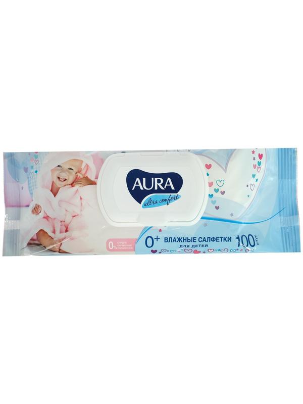 Влажные салфетки Aura Ultra Comfort, детские, гипоаллергенные, 100 шт.