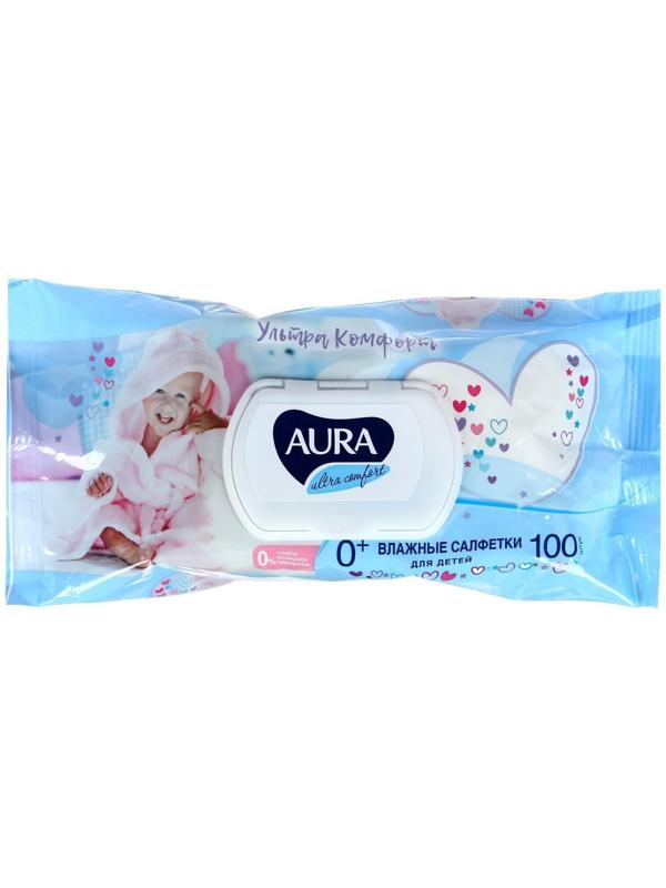 Влажные салфетки Aura Ultra Comfort, детские, гипоаллергенные, 100 шт.