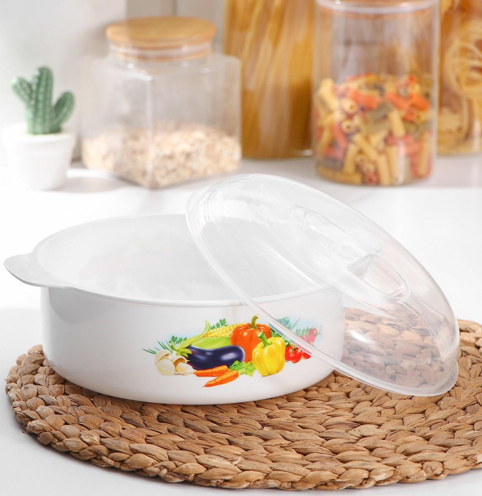 Кастрюля для СВЧ-печи, 2,1 л, цвет МИКС