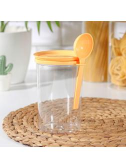 Банка для сыпучих продуктов, 700 мл, с ложкой, цвет МИКС