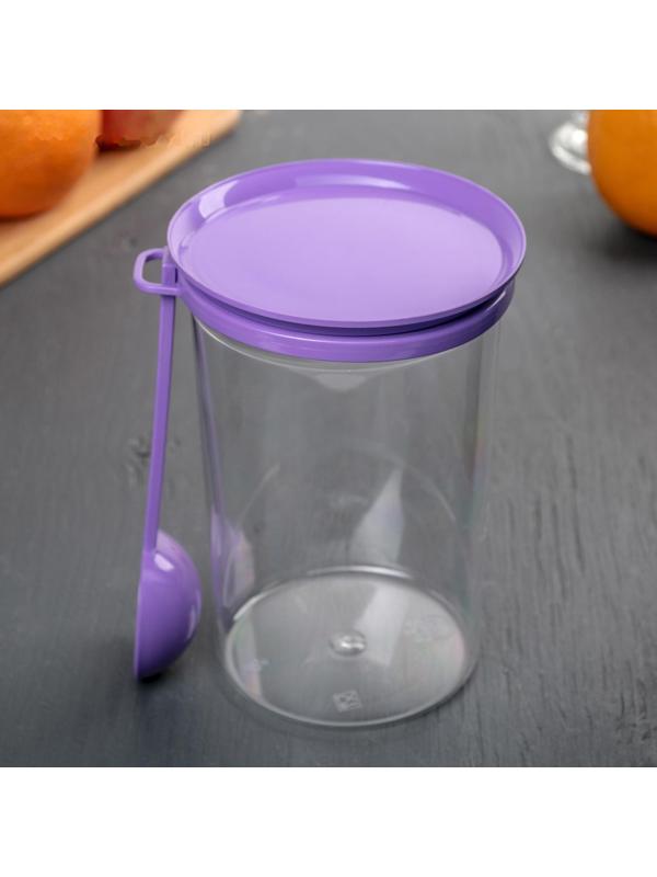 Банка для сыпучих продуктов, 700 мл, с ложкой, цвет МИКС