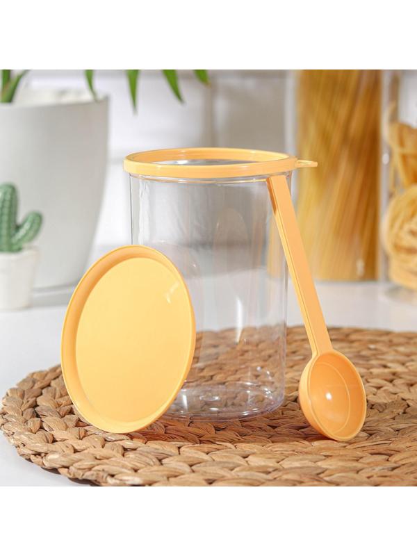 Банка для сыпучих продуктов, 700 мл, с ложкой, цвет МИКС