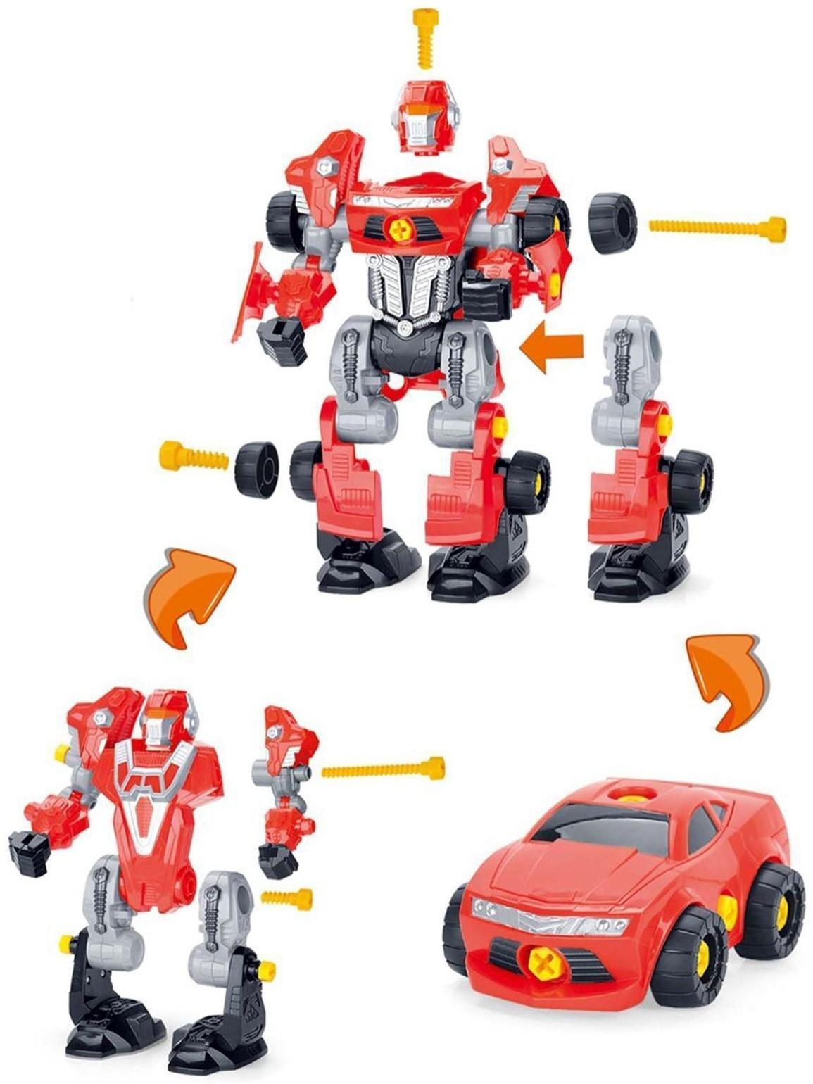 Конструктор-машина «Мега робот», 3 в 1, со световым шуруповёртом, работает от батареек