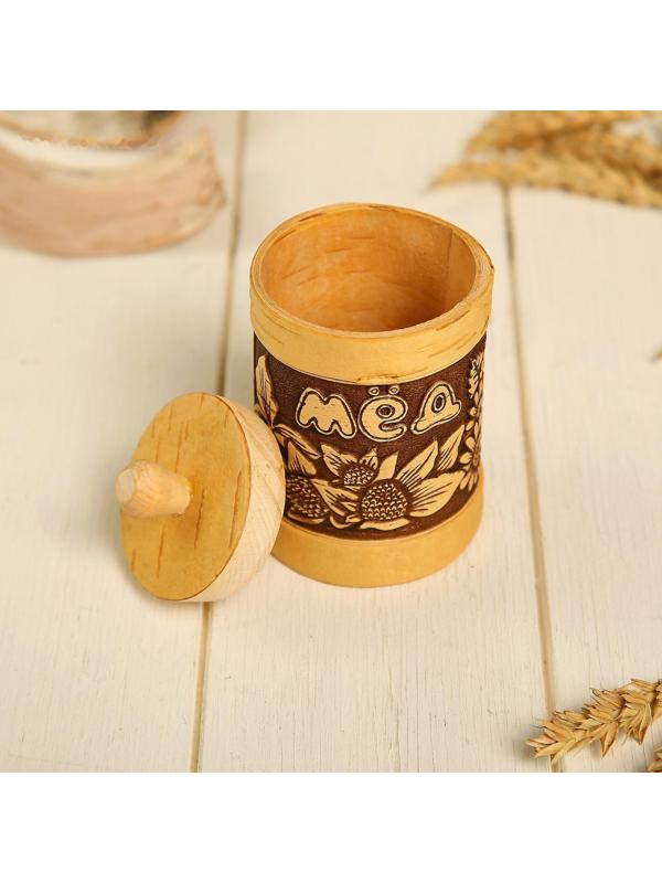 Туес «Цветочный», мёд, 6×9,5 см, береста