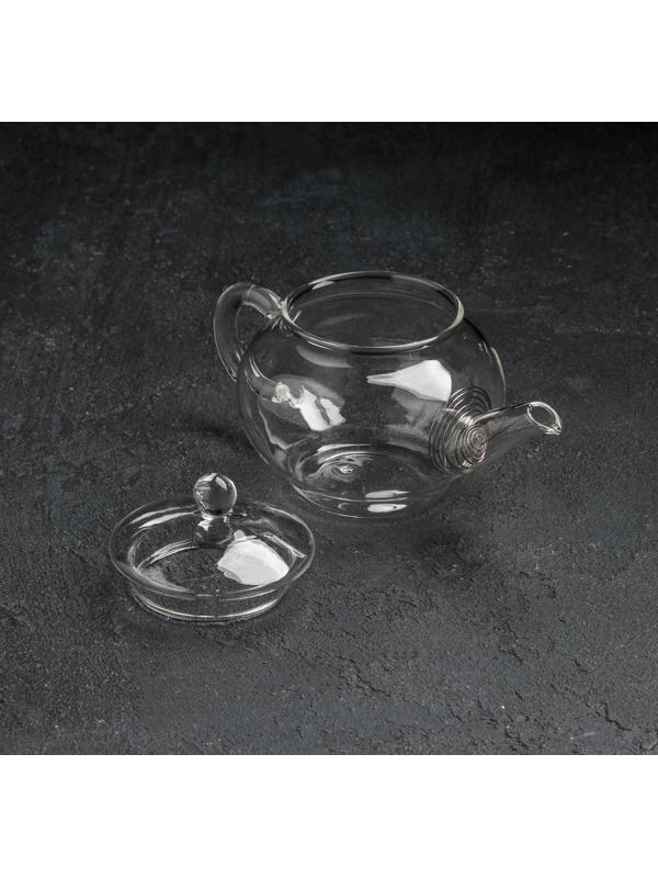 Чайник стеклянный заварочный Доляна «Дамбо», 250 мл, металлическое сито