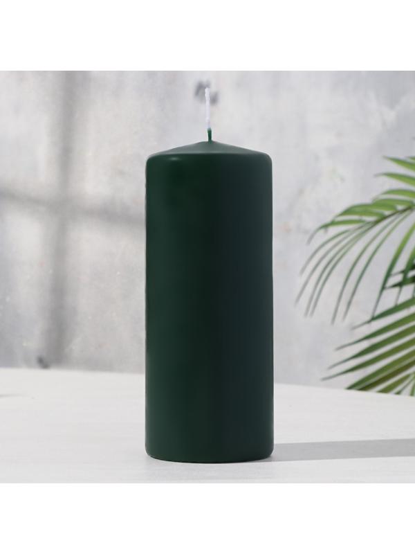 Свеча - цилиндр, 7х17 см, 50 ч, 515 г, темно-зеленая