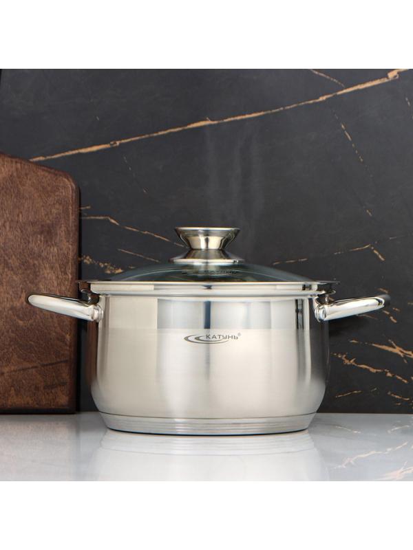 Кастрюля «Диана», 3,5 л, d=20 см, стеклянная крышка, капсульное дно, индукция