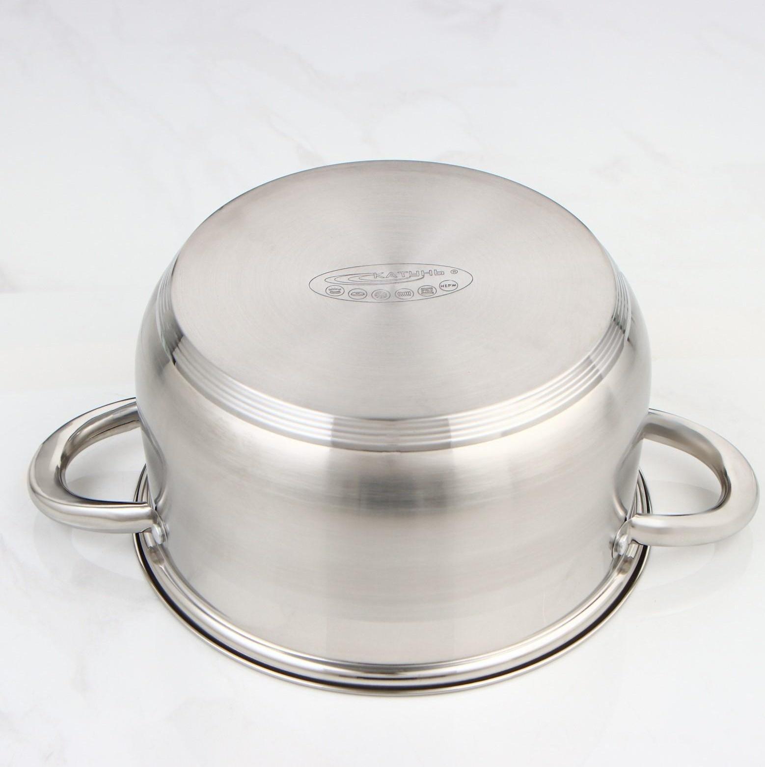 Кастрюля «Диана», 6 л, d=24 см, капсульное дно, стеклянная крышка, индукция