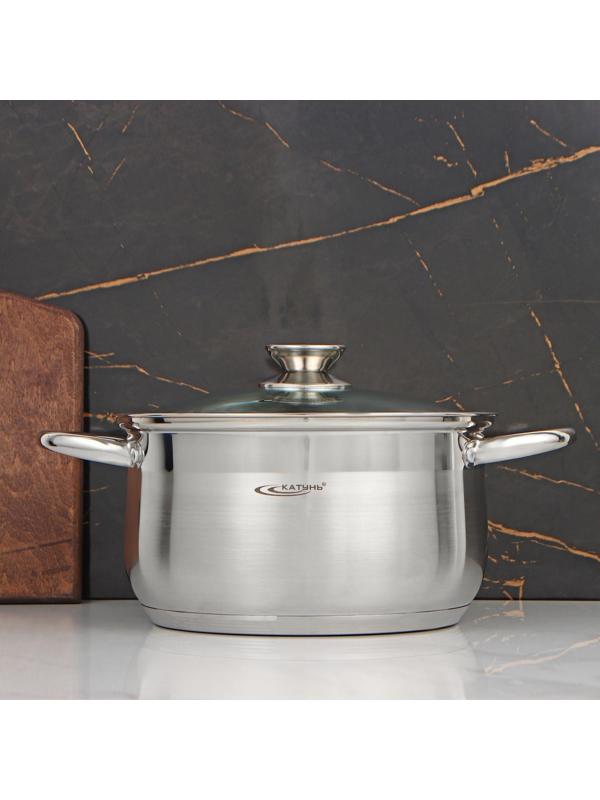 Кастрюля «Диана», 6 л, d=24 см, капсульное дно, стеклянная крышка, индукция