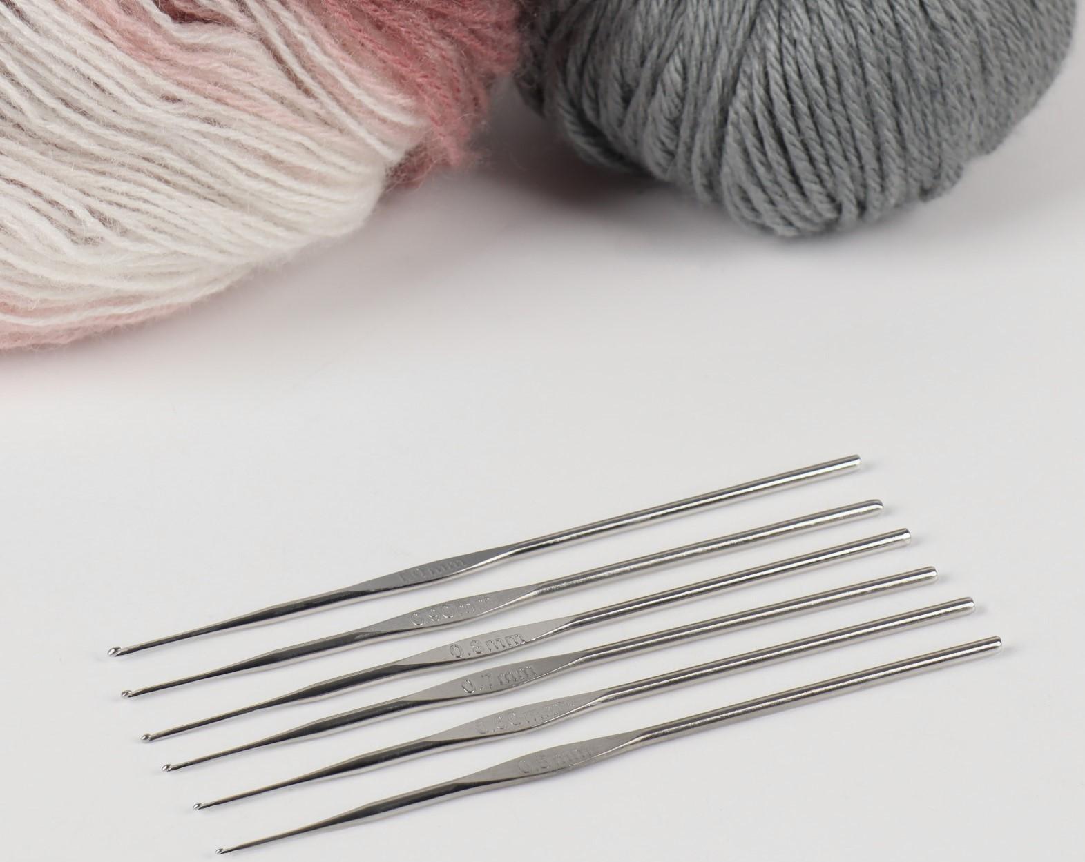 Набор крючков для вязания, d = 0,5-1 мм, 12 см, 6 шт