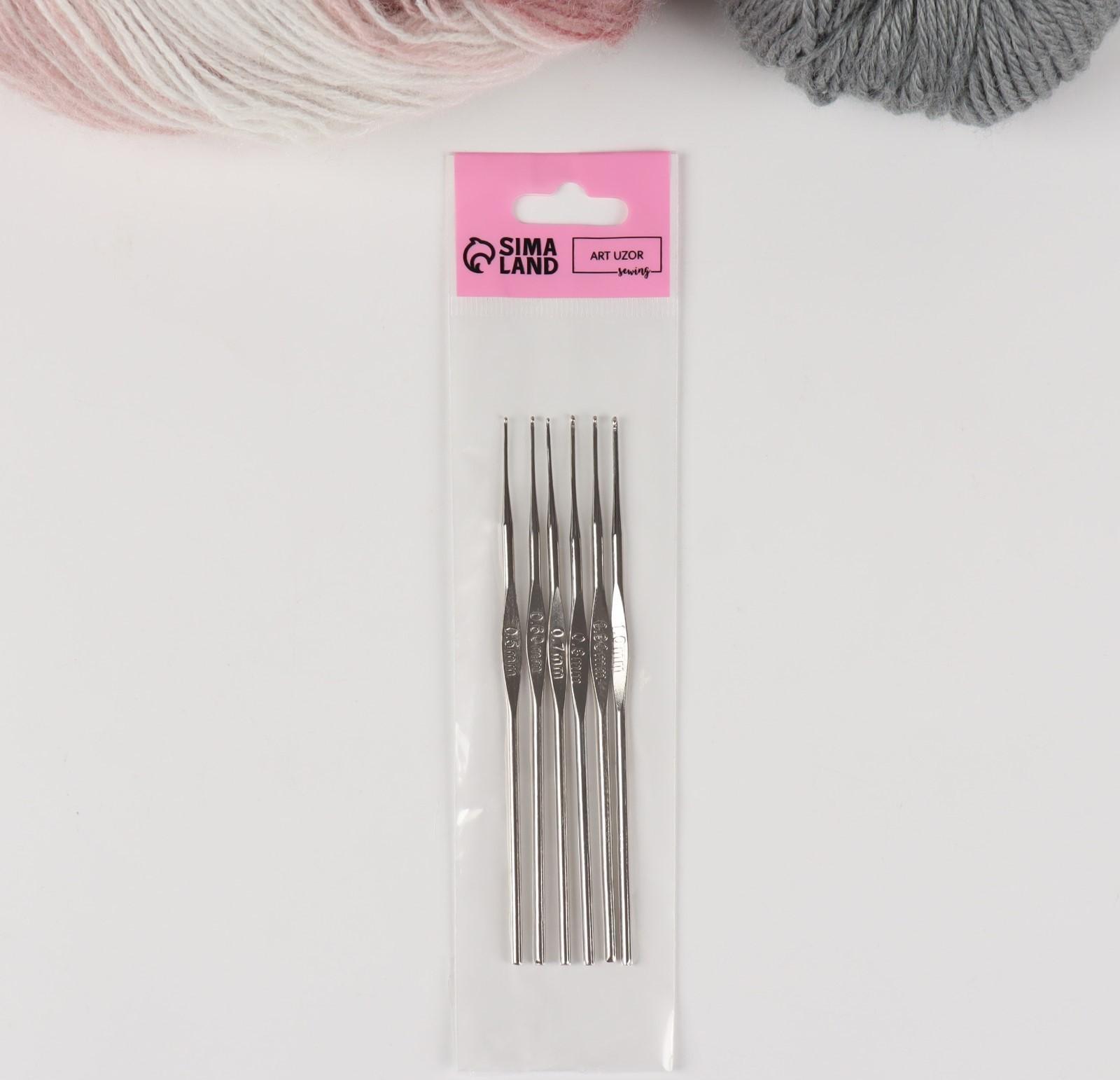 Набор крючков для вязания, d = 0,5-1 мм, 12 см, 6 шт