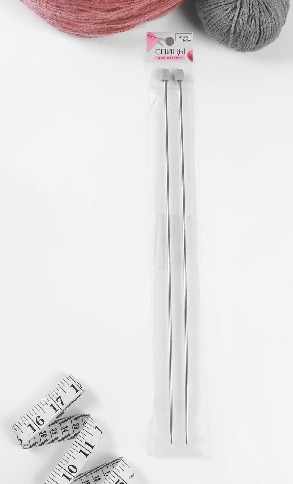 Спицы для вязания, прямые, d = 3 мм, 35 см, 2 шт