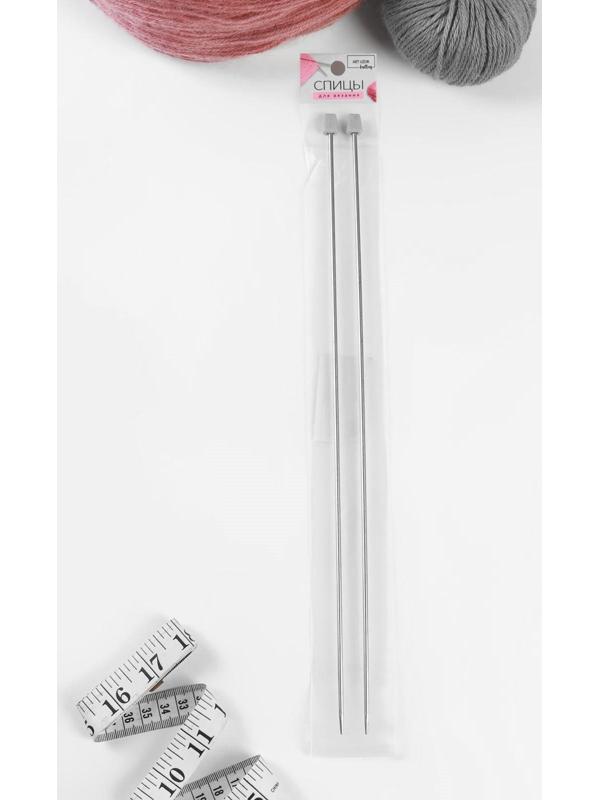 Спицы для вязания, прямые, d = 3 мм, 35 см, 2 шт