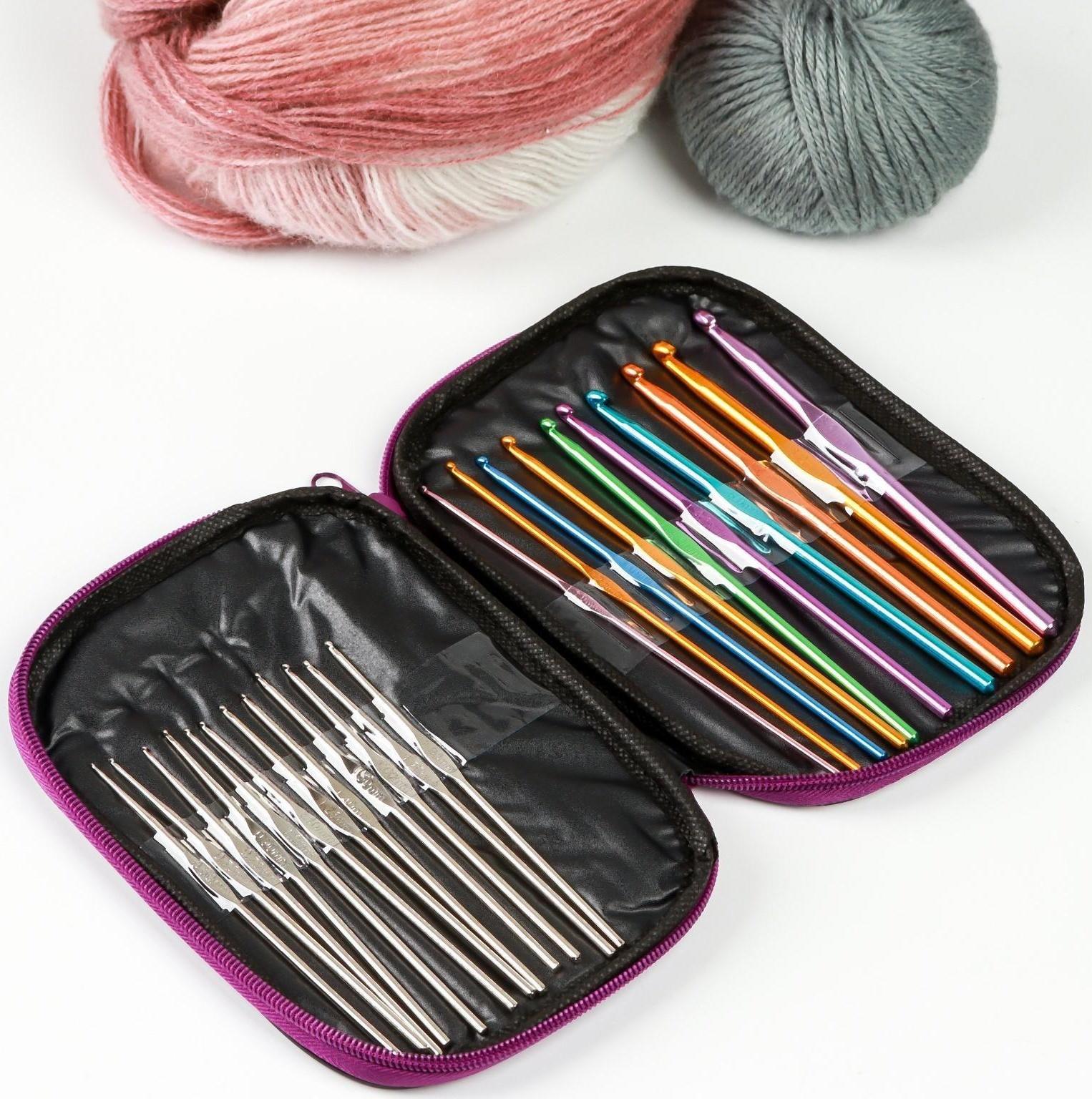 Набор крючков для вязания, d = 0,6-6,5 мм, 12,5/15 см, 22 шт, цвет МИКС