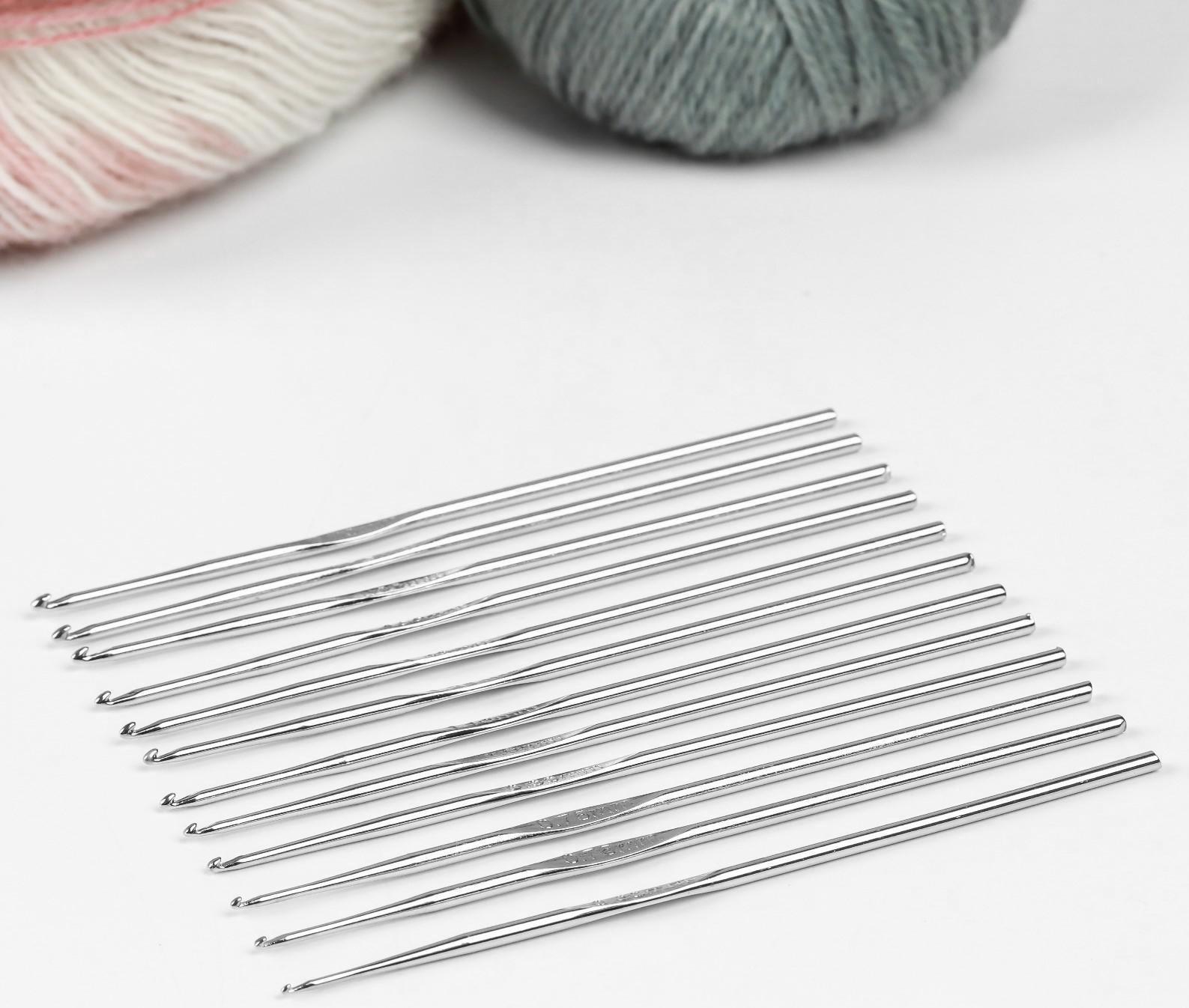 Набор крючков для вязания, d = 0,6-6,5 мм, 12,5/15 см, 22 шт, цвет МИКС