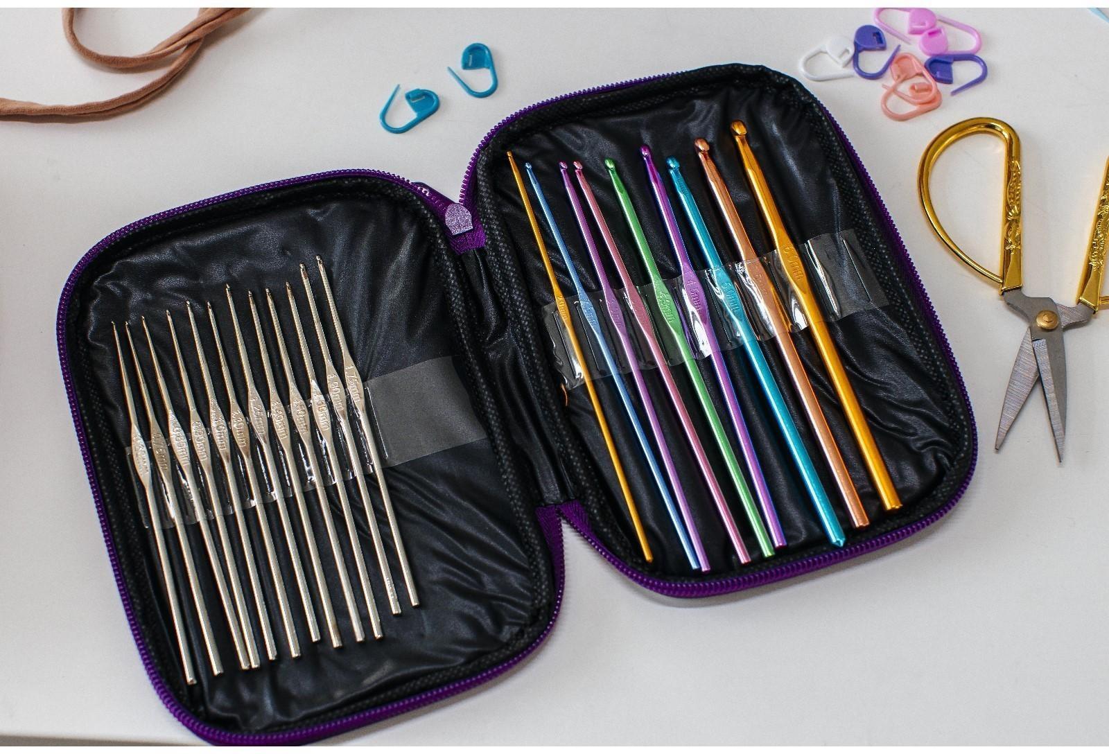 Набор крючков для вязания, d = 0,6-6,5 мм, 12,5/15 см, 22 шт, цвет МИКС