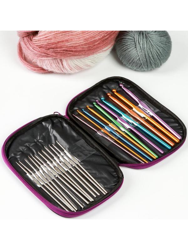 Набор крючков для вязания, d = 0,6-6,5 мм, 12,5/15 см, 22 шт, цвет МИКС