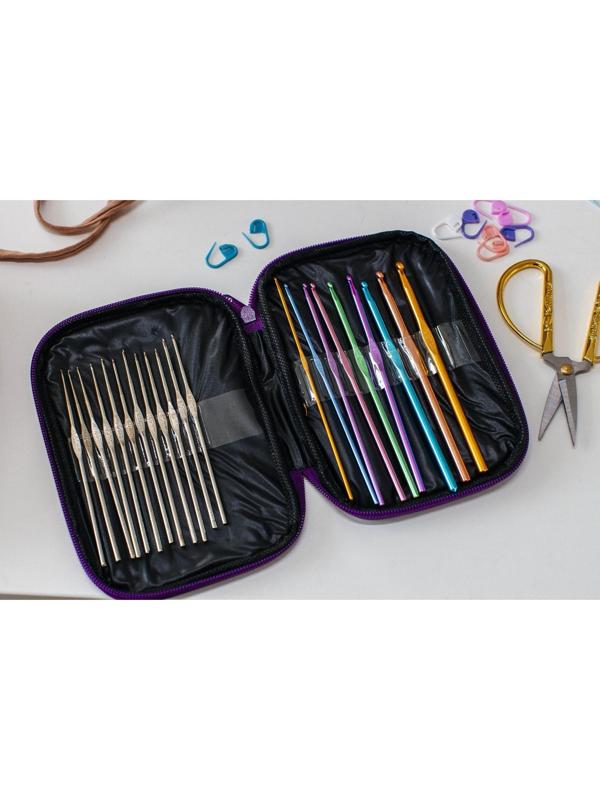 Набор крючков для вязания, d = 0,6-6,5 мм, 12,5/15 см, 22 шт, цвет МИКС