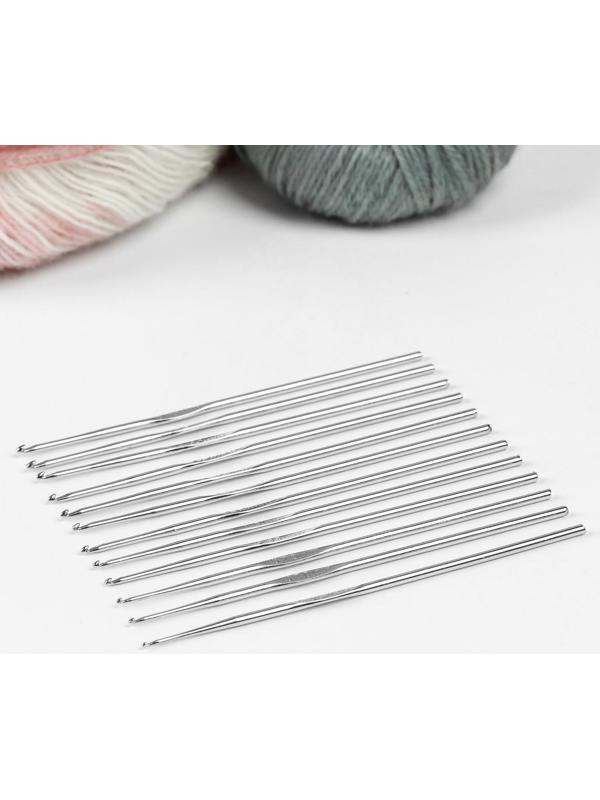 Набор крючков для вязания, d = 0,6-6,5 мм, 12,5/15 см, 22 шт, цвет МИКС