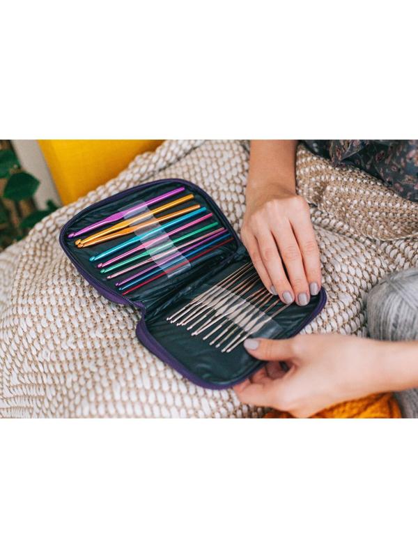 Набор крючков для вязания, d = 0,6-6,5 мм, 12,5/15 см, 22 шт, цвет МИКС