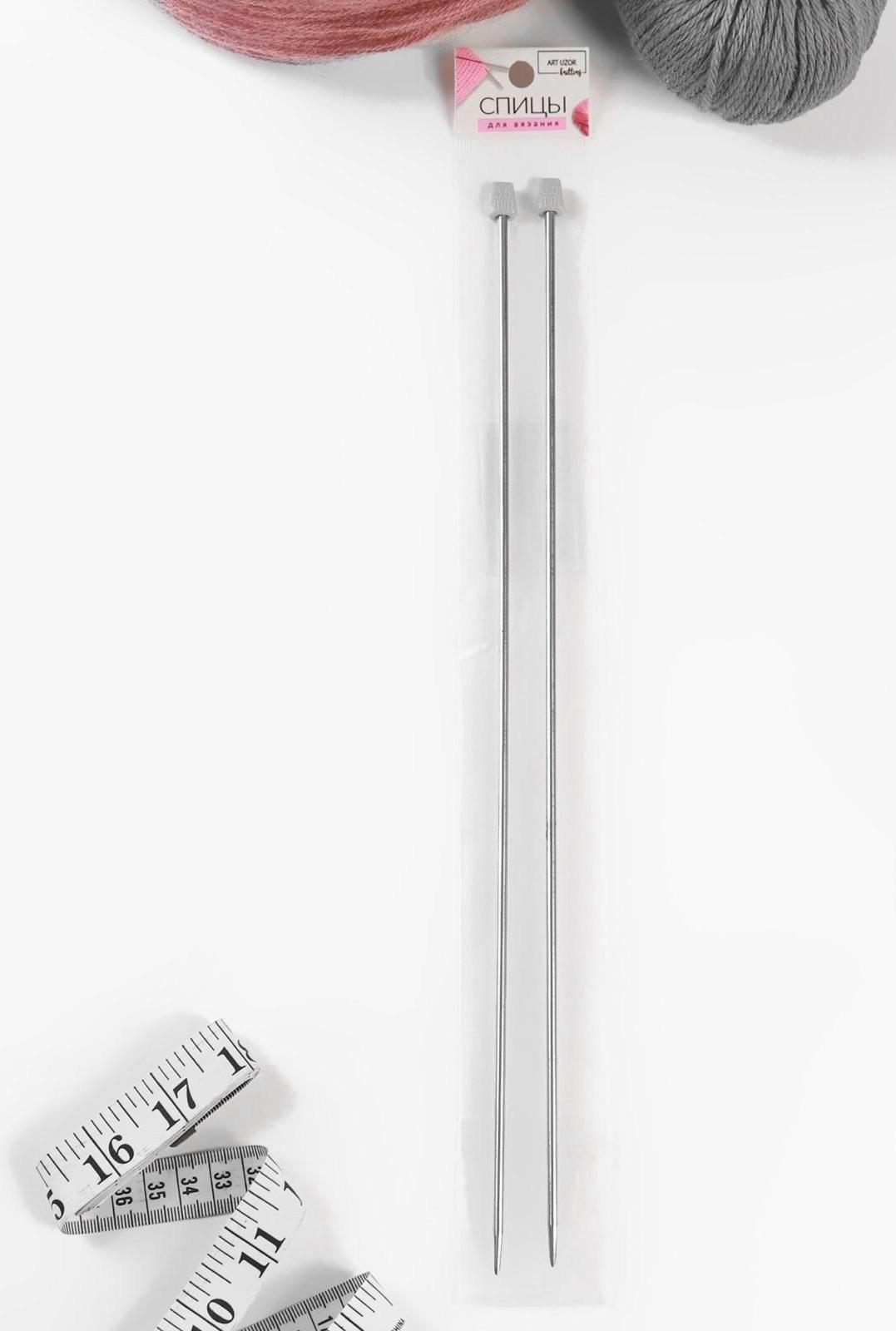 Спицы для вязания, прямые, d = 3,5 мм, 35 см, 2 шт