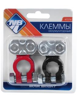 Клеммы АКБ Nova Bright, в блистере, чёрные/красные, набор 2 шт
