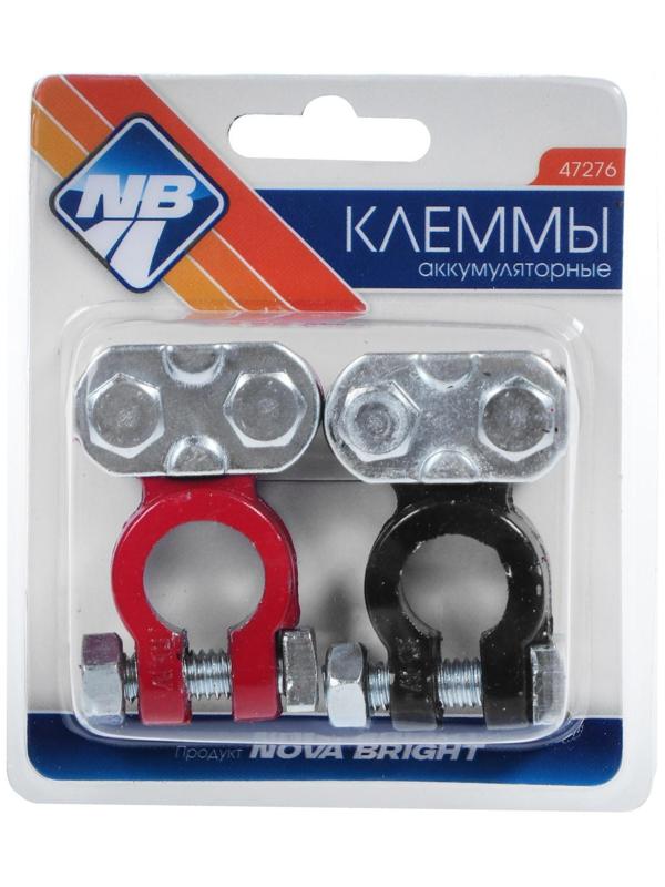 Клеммы АКБ Nova Bright, в блистере, чёрные/красные, набор 2 шт