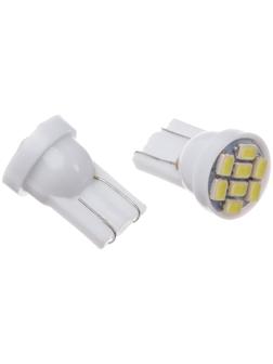 Автолампа светодиодная TORSO T10 W5W, габарит, 12 В, 8 SMD-3528, 2 шт, свет белый