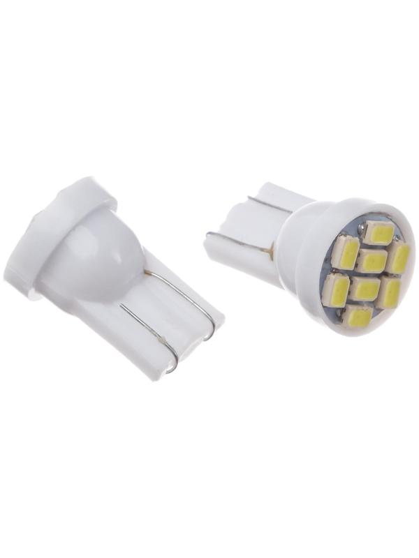 Автолампа светодиодная TORSO T10 W5W, габарит, 12 В, 8 SMD-3528, 2 шт, свет белый