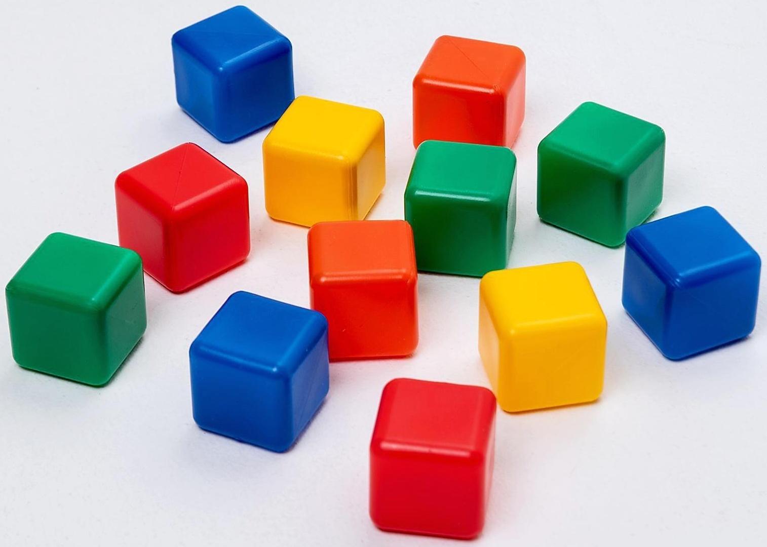 Набор цветных кубиков, 12 штук, 4 х 4 см