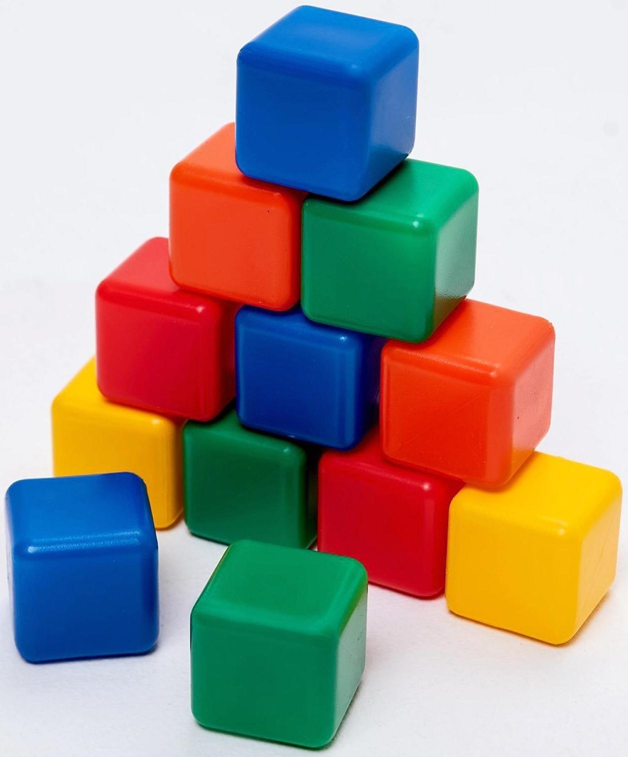 Набор цветных кубиков, 12 штук, 4 х 4 см