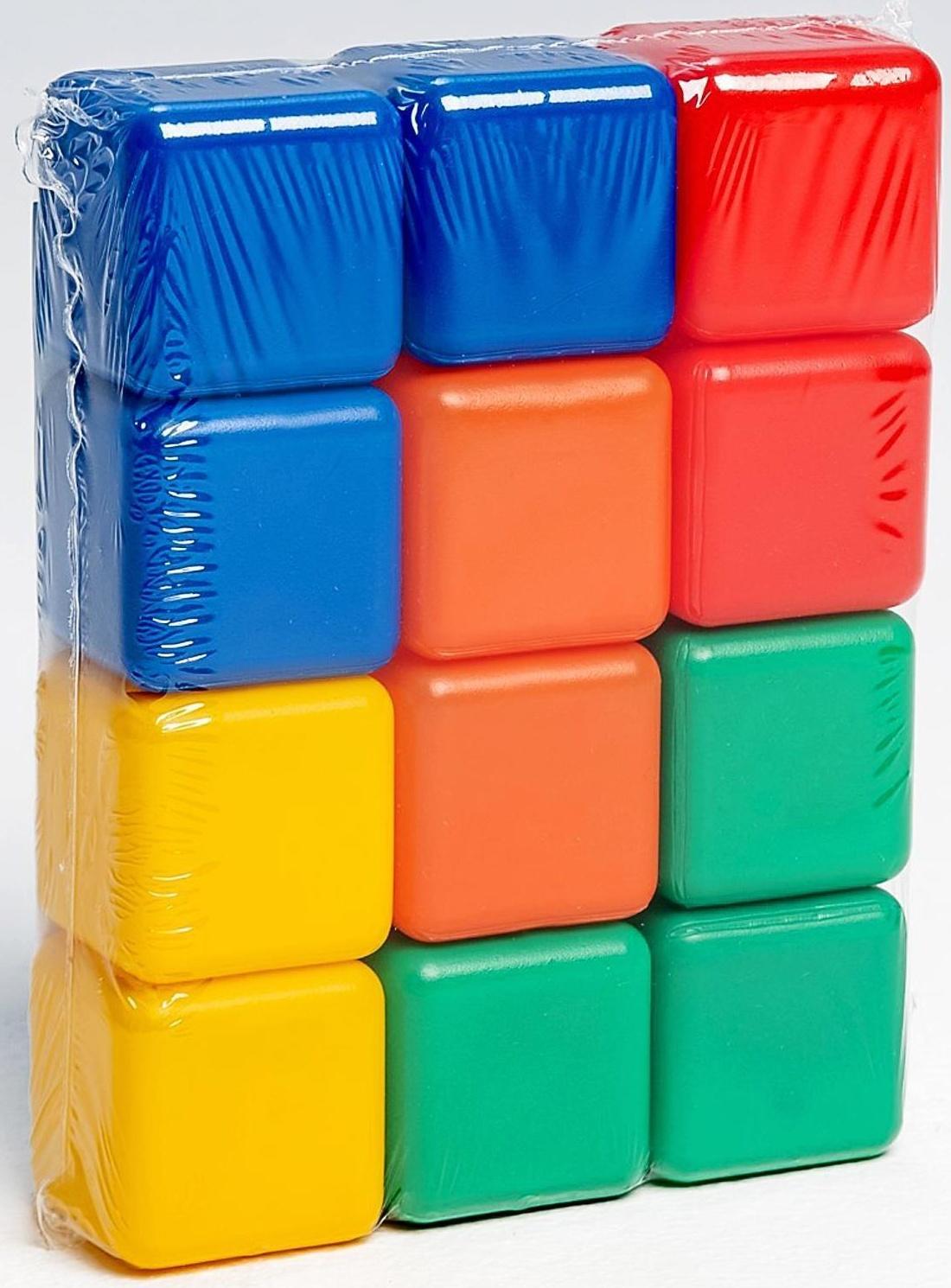 Набор цветных кубиков, 12 штук, 4 х 4 см
