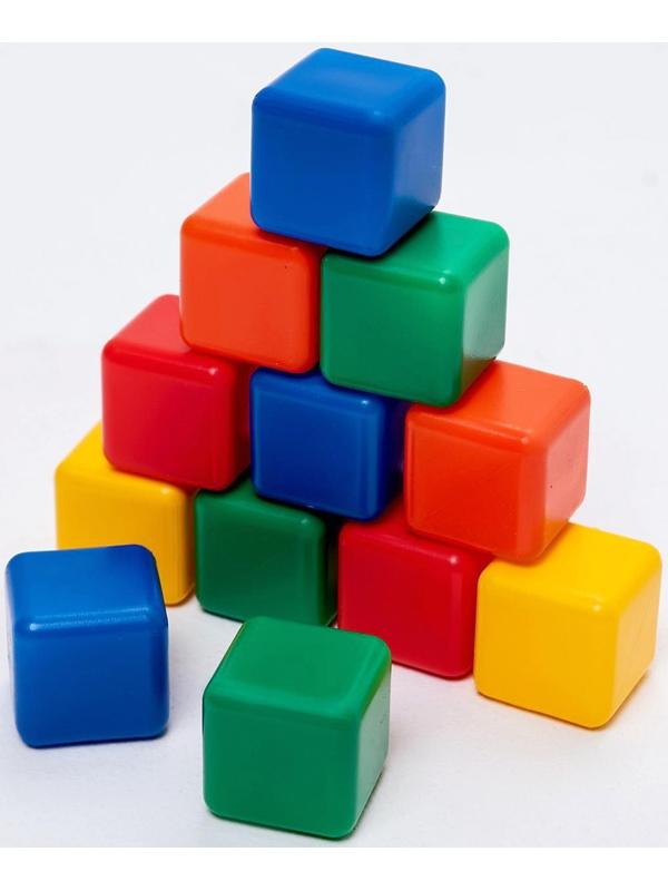 Набор цветных кубиков, 12 штук, 4 х 4 см