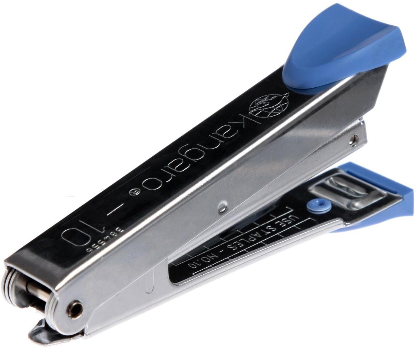 Степлер Kangaro №10, до 20 листов, металлический копус, встроенный антистеплер, 50 скоб, микс