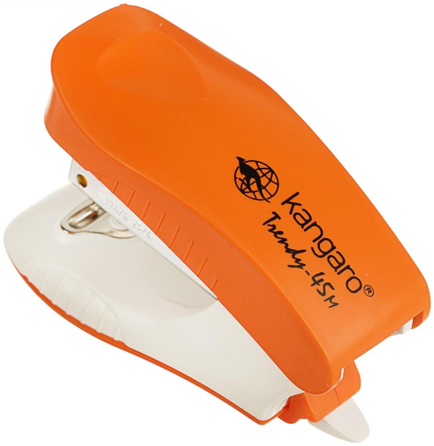 Степлер №24/6 и 26/6 15 листов Kangaro mini Trendy 45М встроенный антистеплер, 50 скоб, МИКС