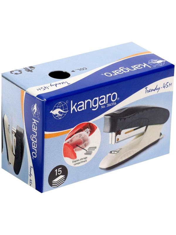 Степлер №24/6 и 26/6 15 листов Kangaro mini Trendy 45М встроенный антистеплер, 50 скоб, МИКС