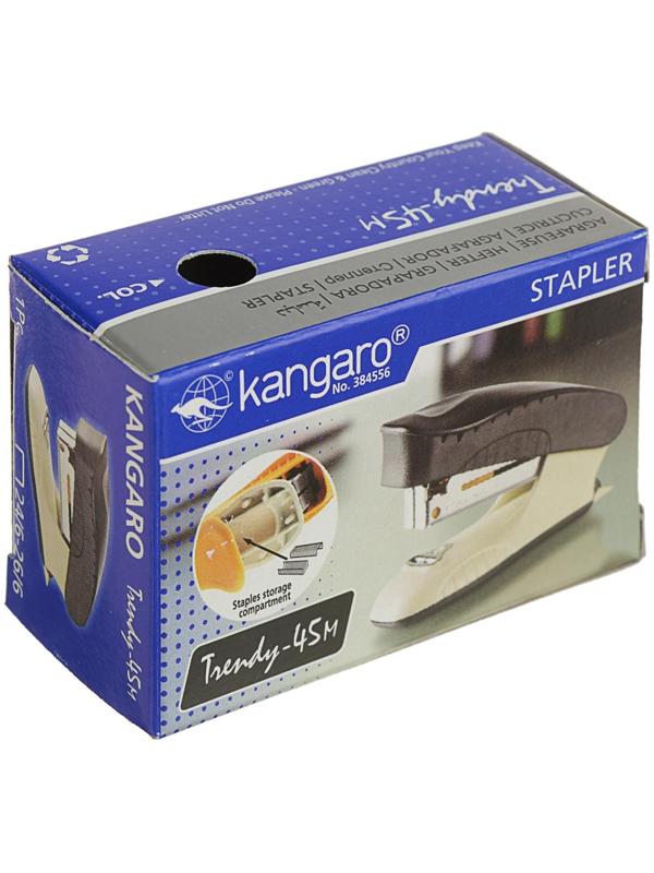 Степлер №24/6 и 26/6 15 листов Kangaro mini Trendy 45М встроенный антистеплер, 50 скоб, МИКС