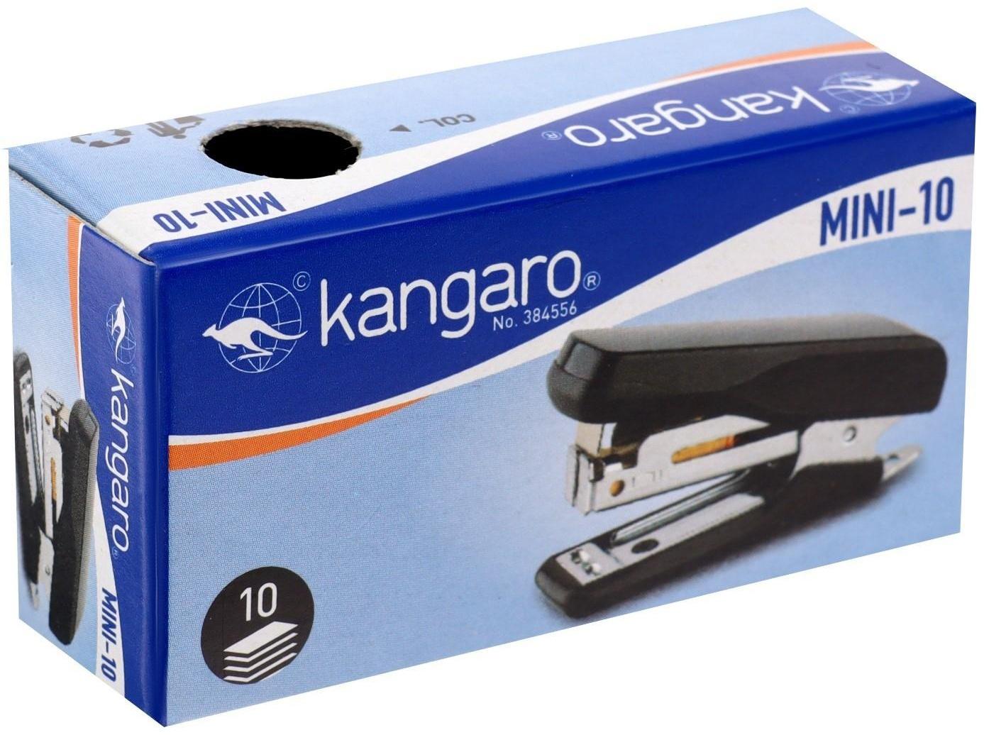 Степлер №10 10 листов Kangaro mini HS-Mini10, встроенный антистеплер, 50 скоб микс