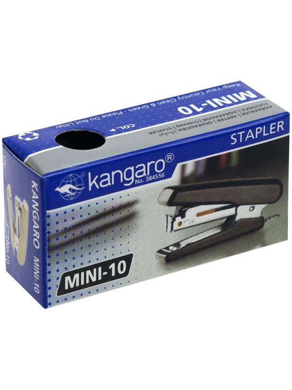 Степлер №10 10 листов Kangaro mini HS-Mini10, встроенный антистеплер, 50 скоб микс