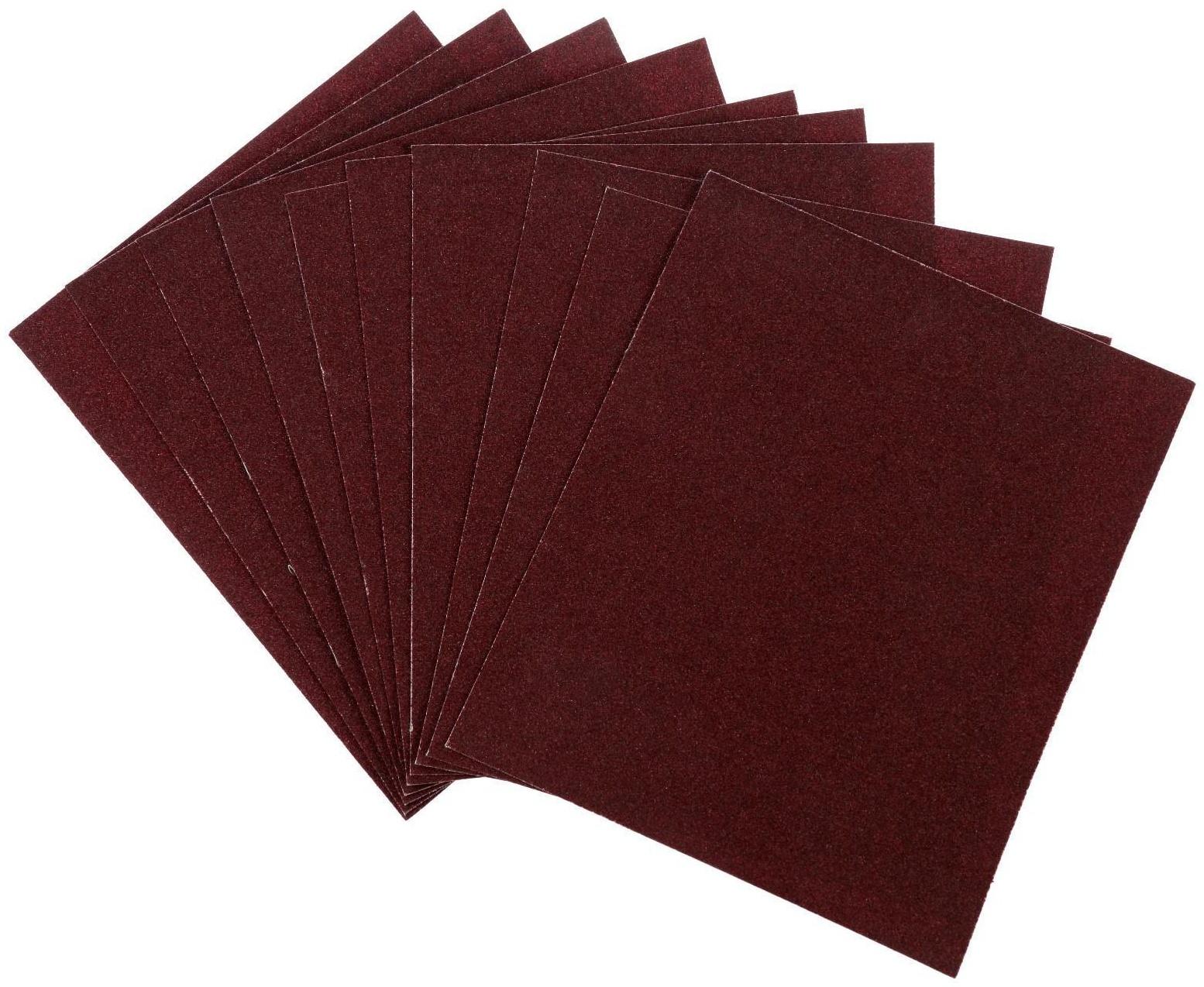 Шкурка шлифовальная в листах ТУНДРА, на тканевой основе водостойкая, 230 х 280, Р80, 10 шт.