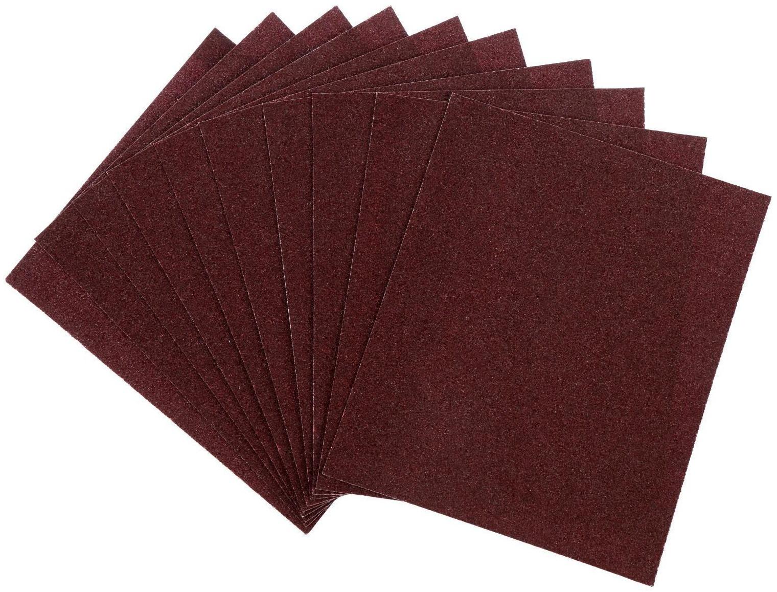 Шкурка шлифовальная в листах ТУНДРА, на тканевой основе водостойкая, 230 х 280, Р60, 10 шт.