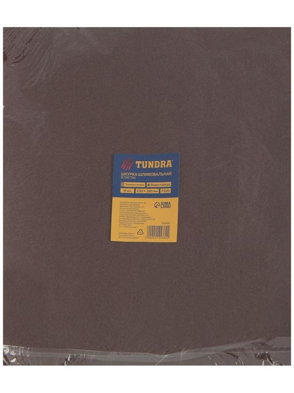 Шкурка шлифовальная в листах ТУНДРА, на тканевой основе водостойкая, 230 х 280, Р320, 10 шт.