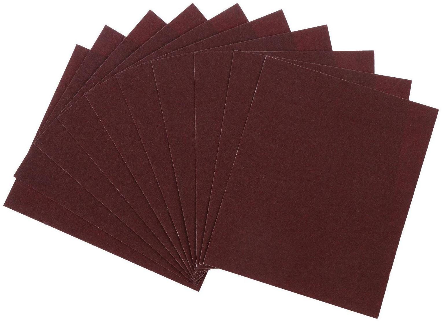 Шкурка шлифовальная в листах ТУНДРА, на тканевой основе водостойкая, 230 х 280, Р120, 10 шт.